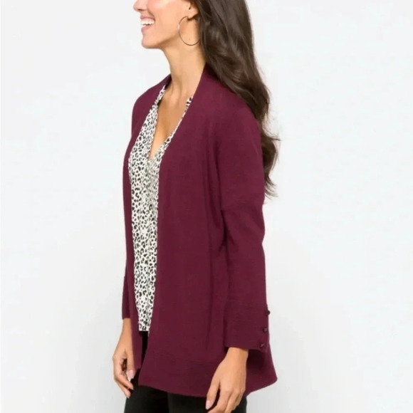 Evolution by Cyrus Open Cardigan Lightweight Super Soft Merlot Size M & XS - Picture 6 of 8